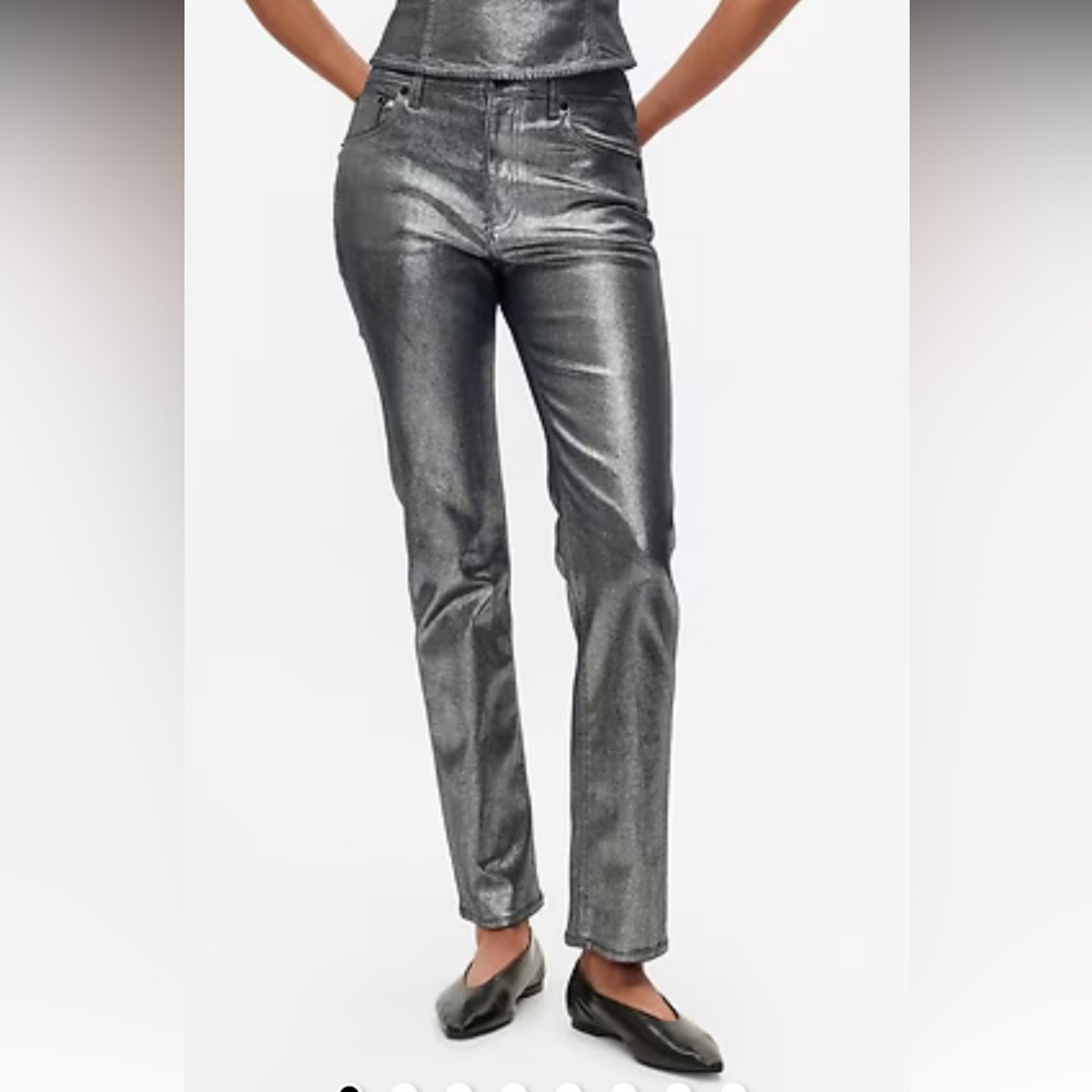 High Rise Metallic '90s Slim Straight Jeans NWOT sz 27 4